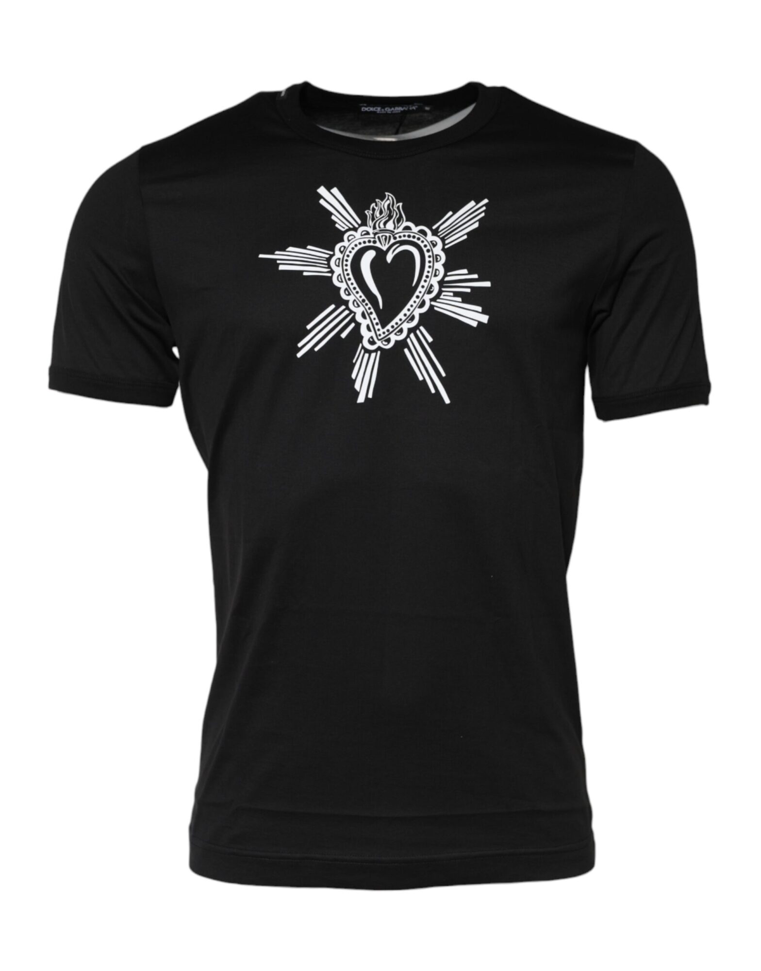 Dolce & Gabbana - Black Sacred Heart Cotton Crew Neck T-shirt