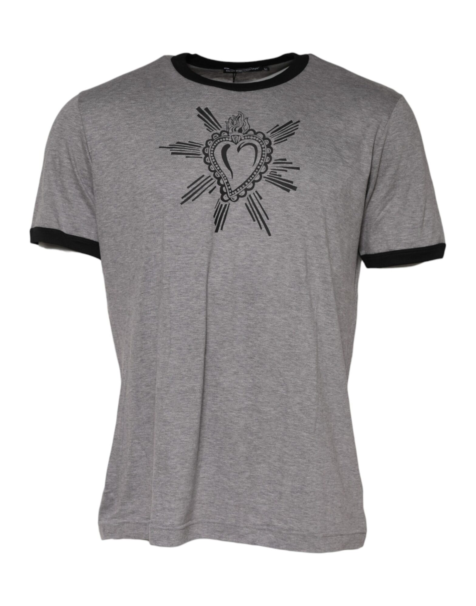 Dolce & Gabbana - Gray Sacred Heart Cotton Crew Neck T-shirt
