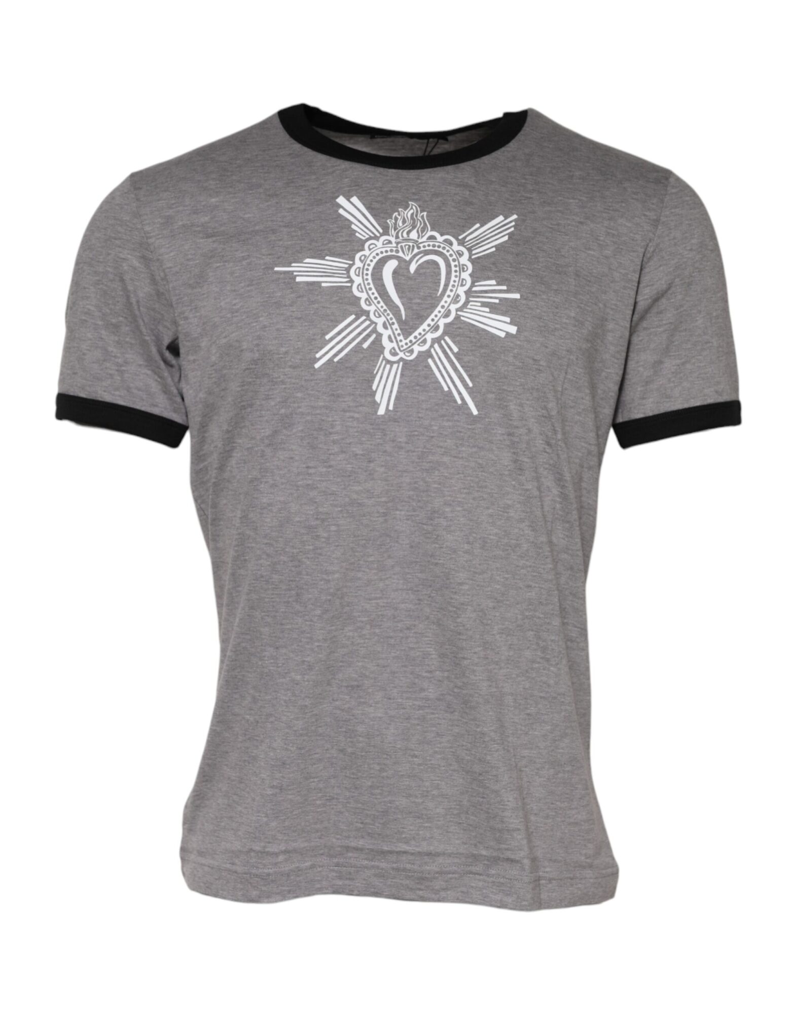 Dolce & Gabbana - Gray Sacred Heart Cotton Crew Neck T-shirt