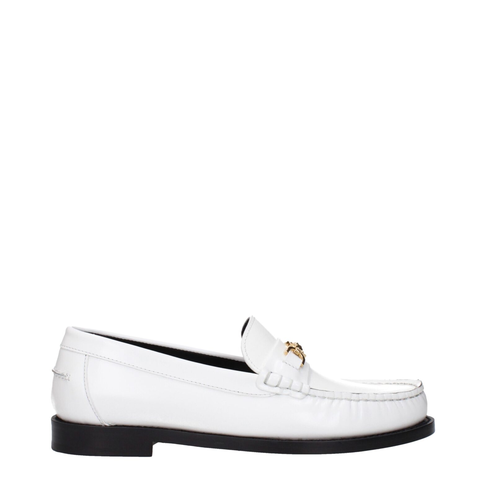 Versace - White Leather Slip-On Loafers