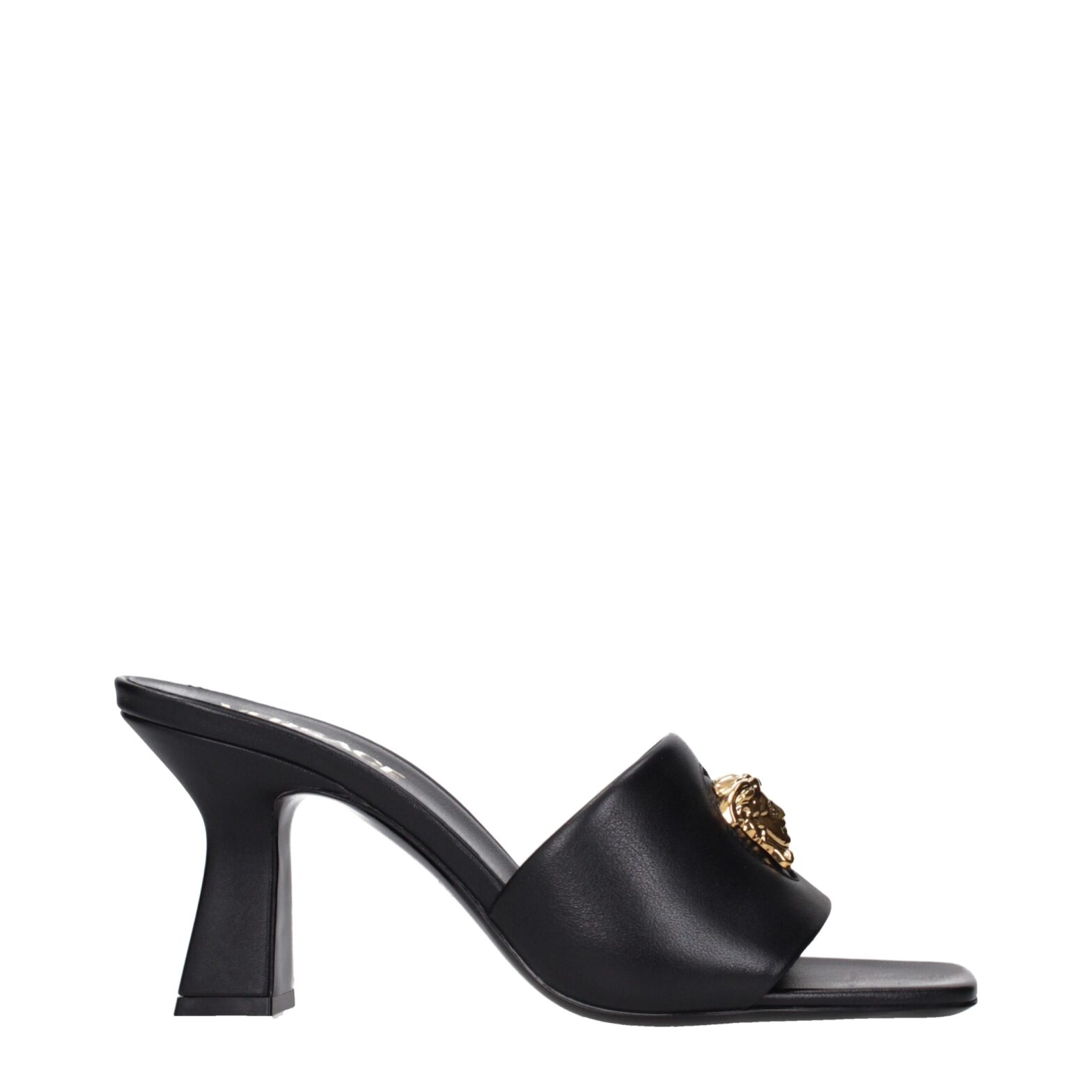 Versace - Black Leather Stiletto Heels Sandals