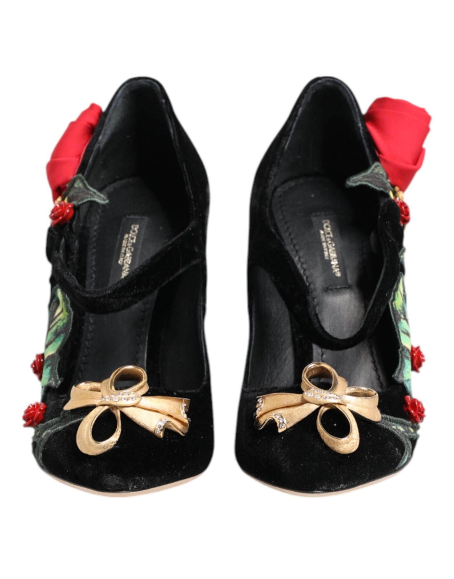 Dolce & Gabbana - Black Roses Crystal Brooch Mary Jane Shoes
