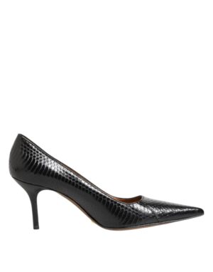 Black Exotic Leather Stiletto Pumps Shoes