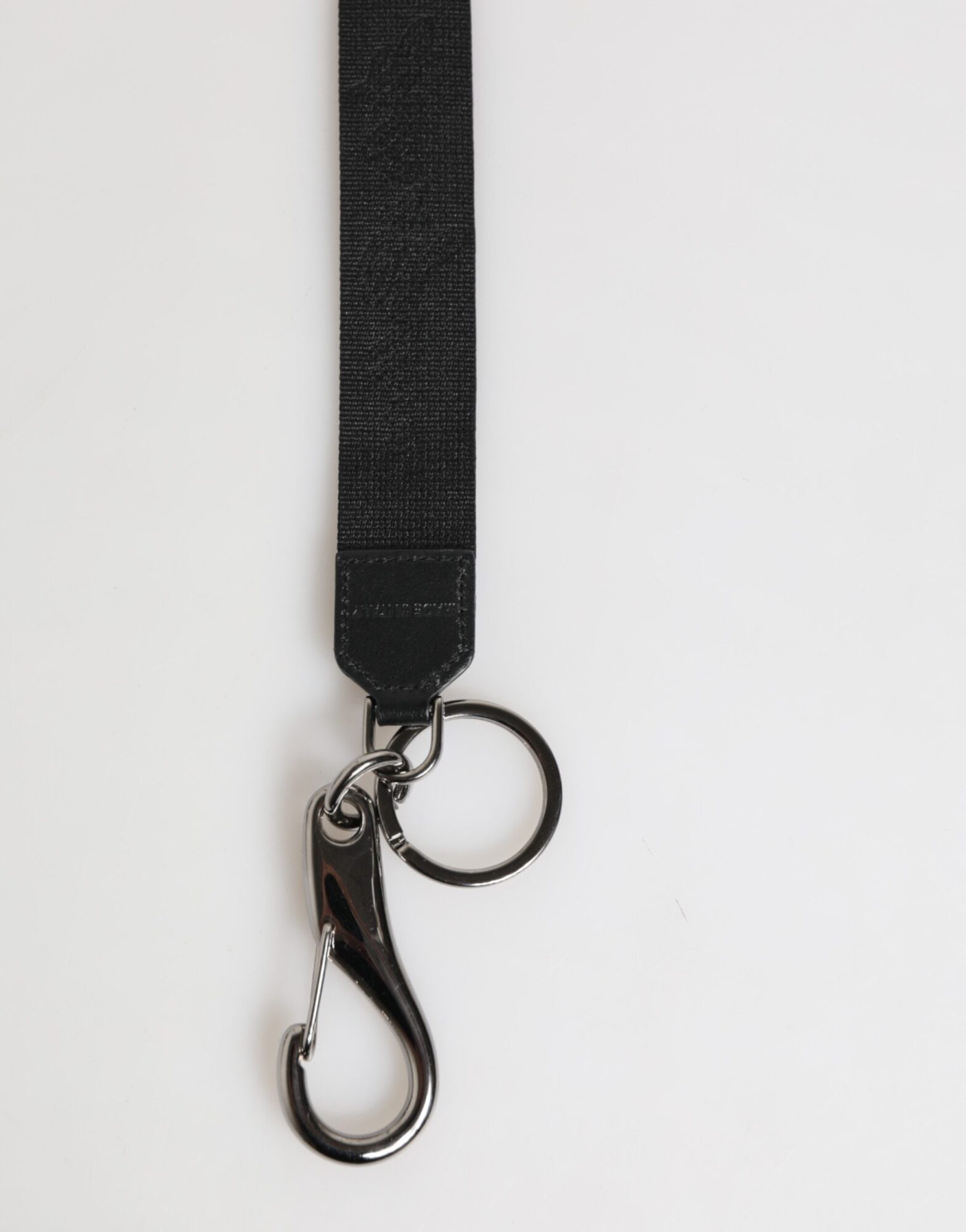 Dolce & Gabbana - Black Yellow Polyester DG Logo Silver Keychain Keyring