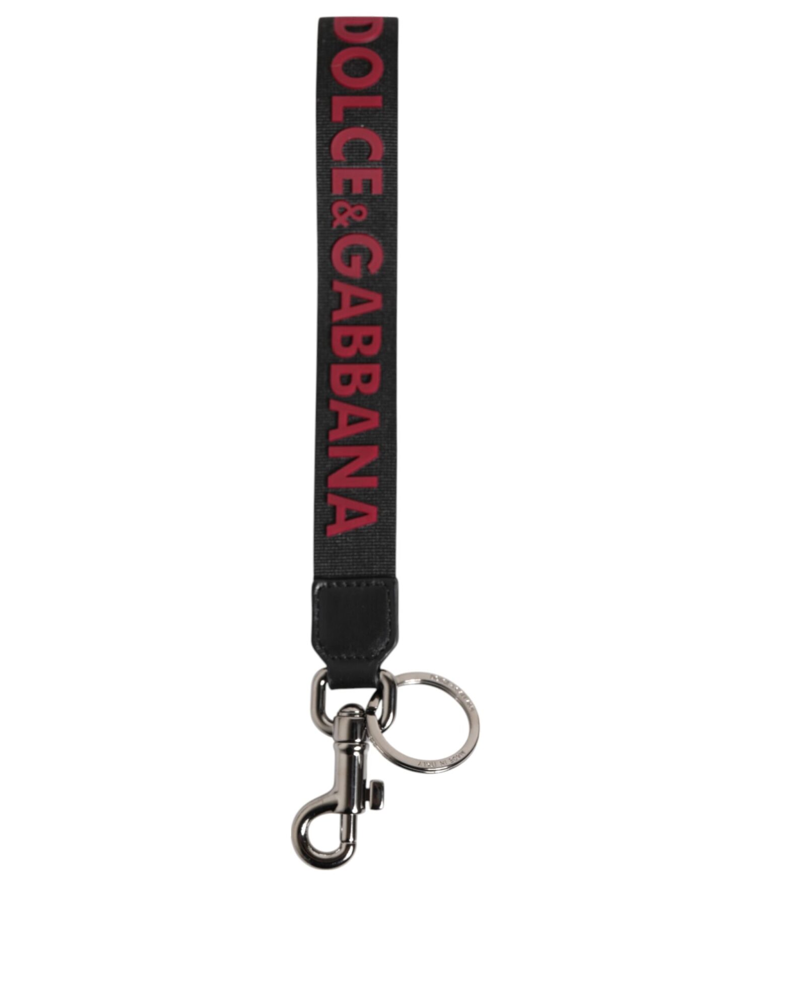 Dolce & Gabbana - Black Red DG Logo Polyester Silver Men Keychain Keyring