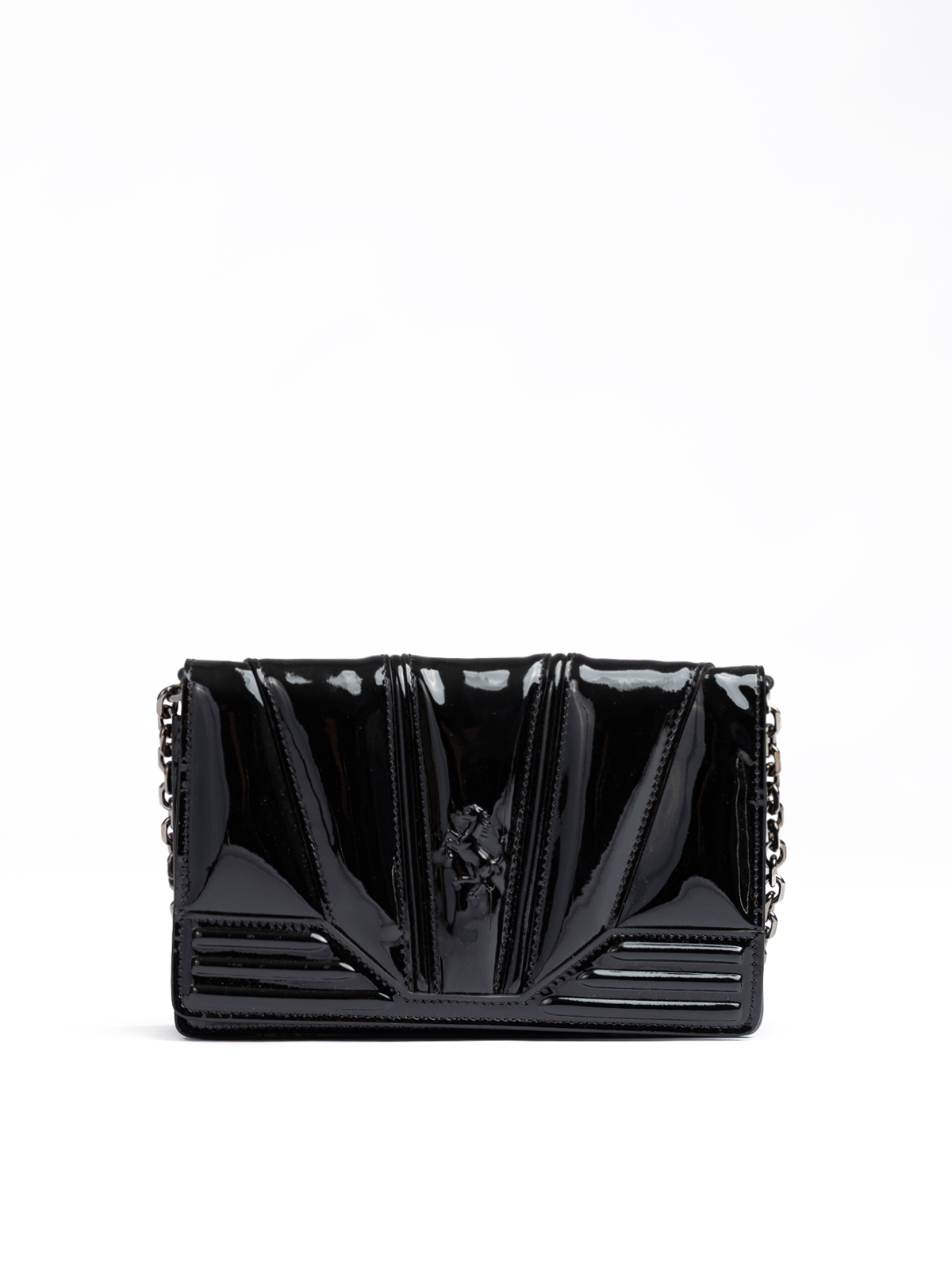 Ferrari - Black GT patent leather bag with chain