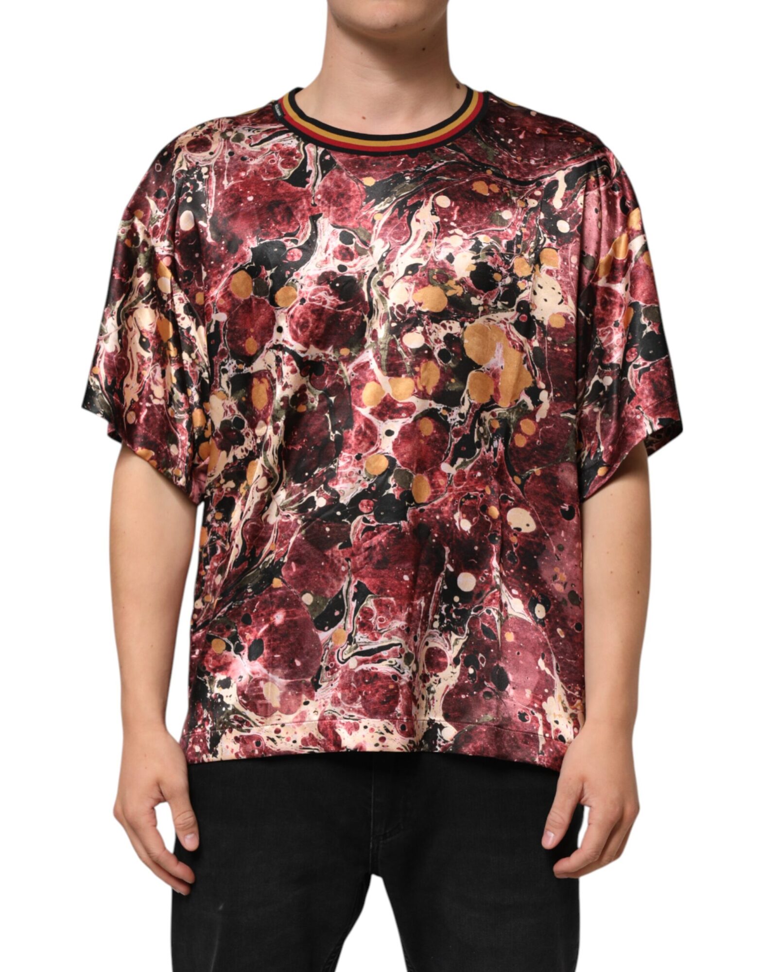 Dolce & Gabbana - Multicolor Polyester Marble Print Oversize T-shirt