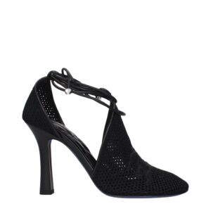 Black Fabric High Heel Pumps