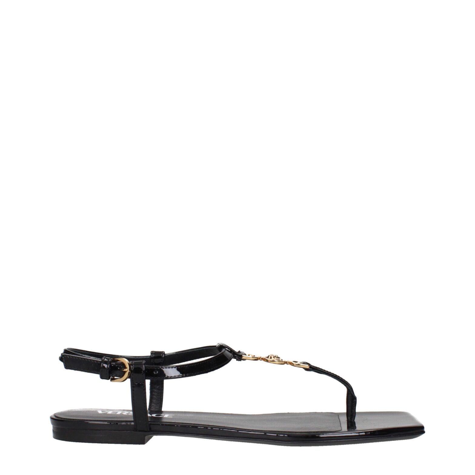 Versace - Black Leather Flip-Flop Sandals