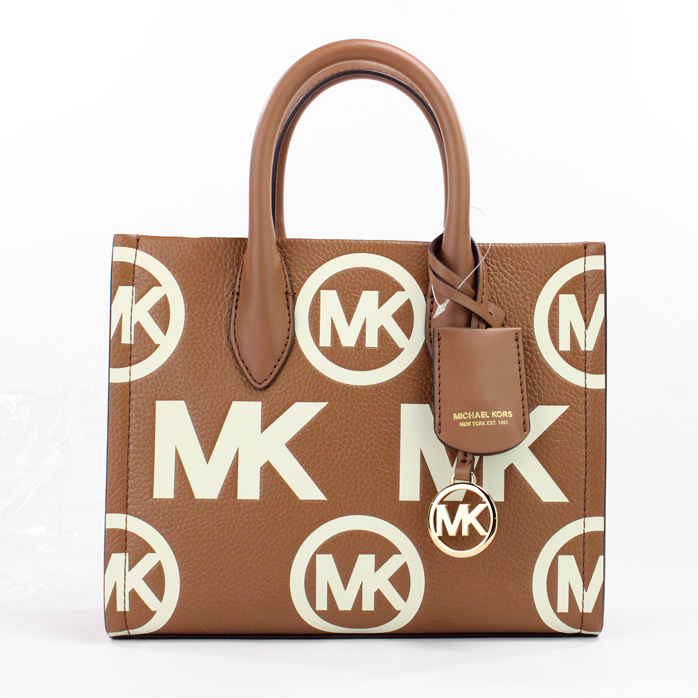 Michael Kors - Mirella Small Luggage Embossed Leather Shopper Crossbody Tote Bag