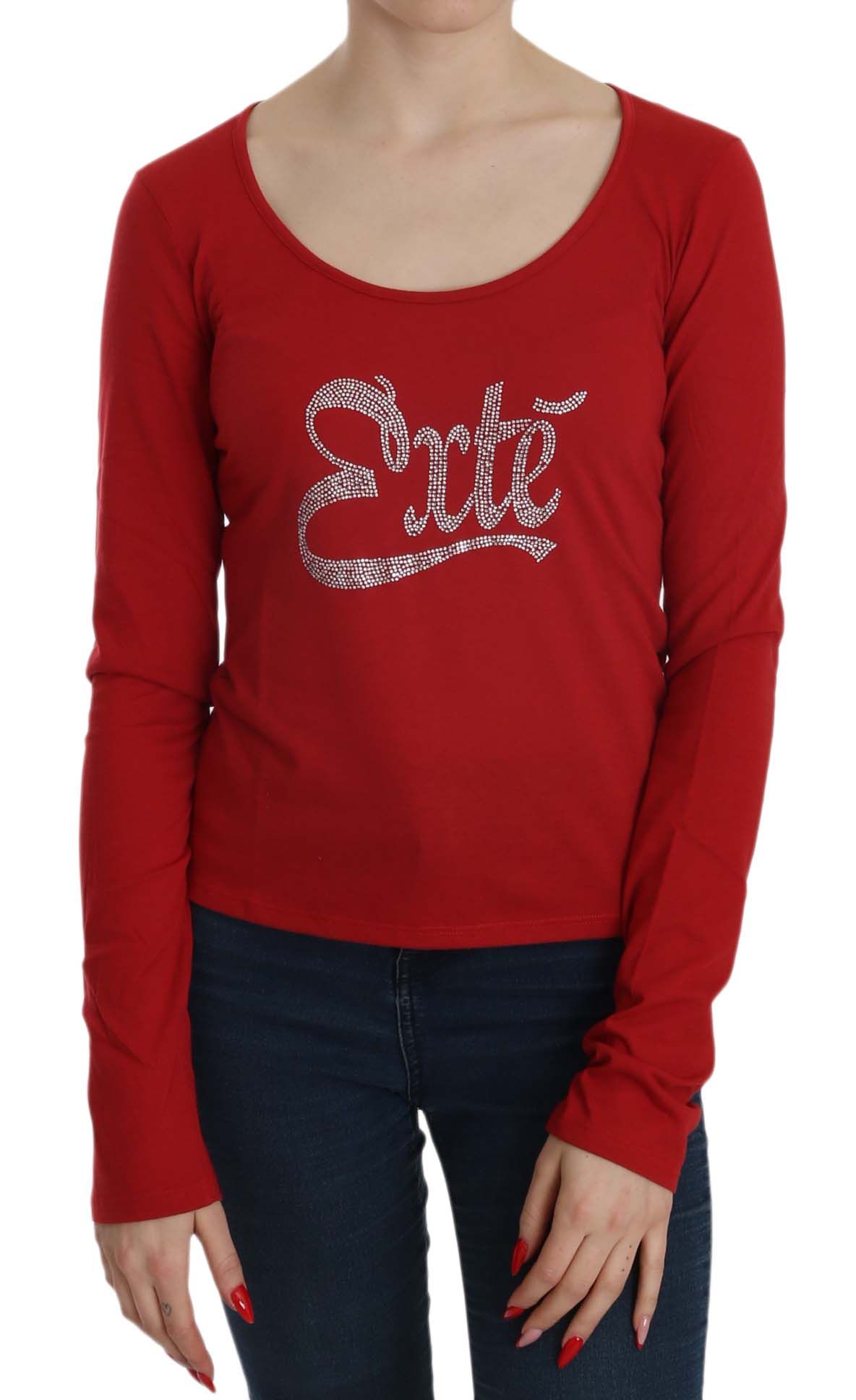 Exte - Red Crystal Embellished Long Sleeve Blouse