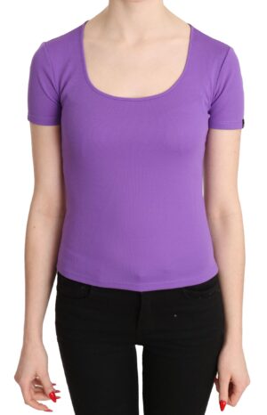 Purple 100% Polyester Short Sleeve Top Blouse