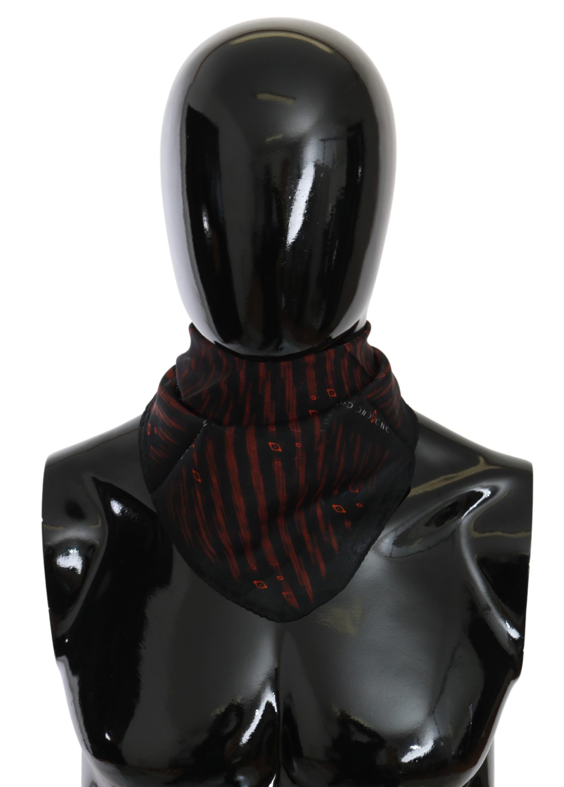Costume National - Black Orange 100% Silk Branded Scarf