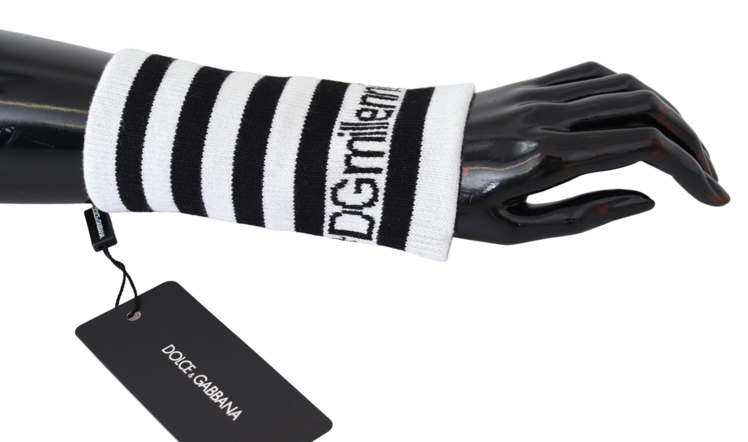 Dolce & Gabbana - Black White Wool DGMillennials Wristband Wrap