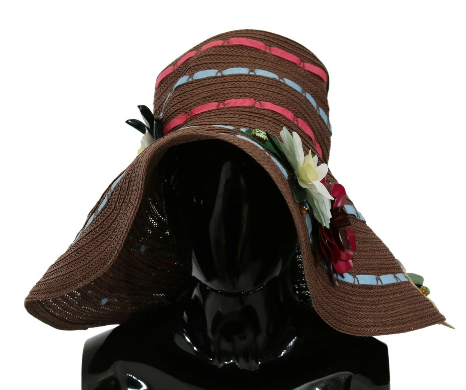 Dolce & Gabbana - Brown Knitted Straw Floral Hat