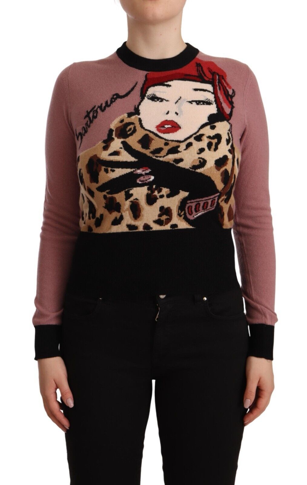 Dolce & Gabbana - Pink Cashmere Crewneck Sartoria Pullover Sweater
