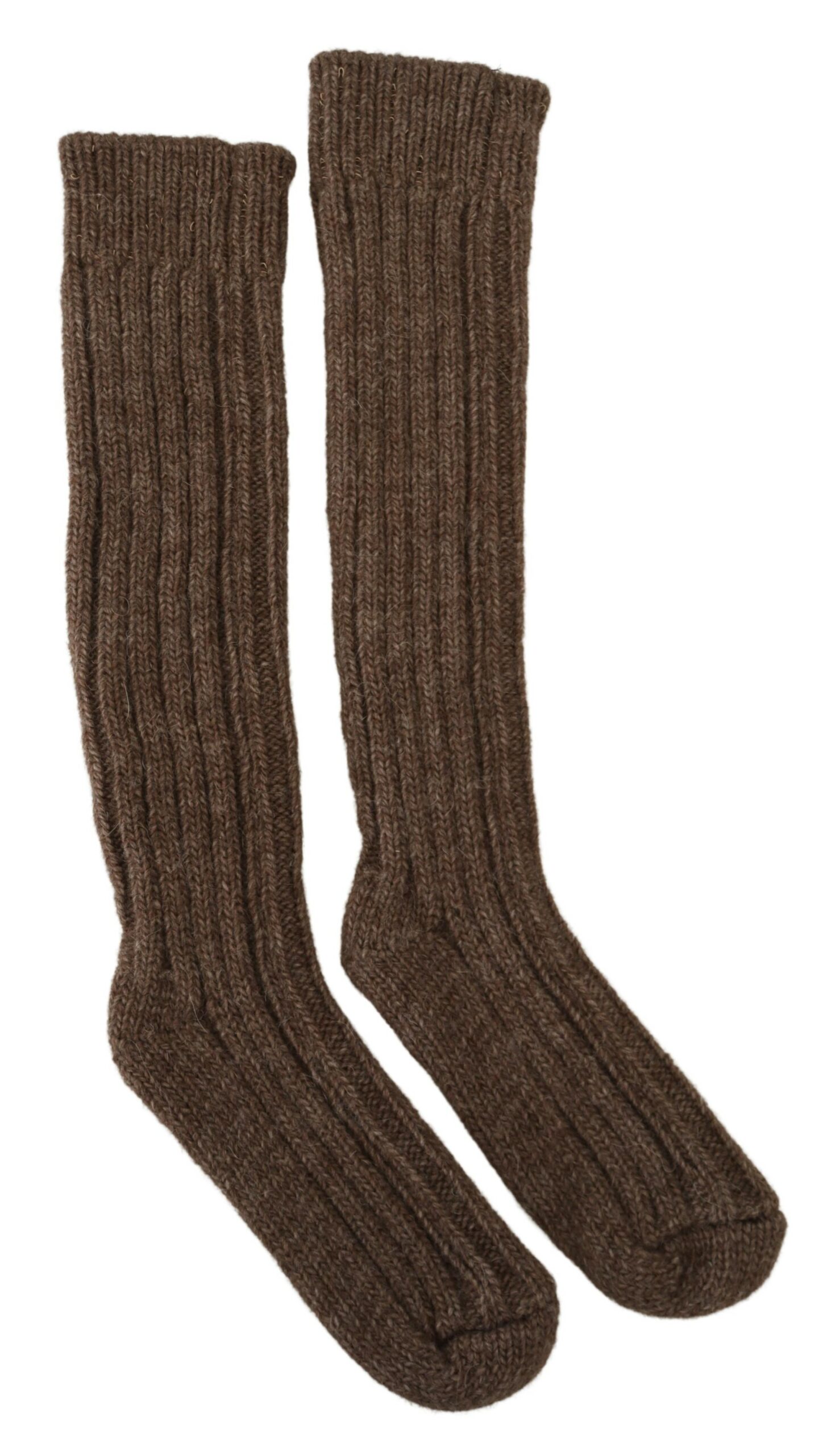 Dolce & Gabbana - Brown Wool Knit Calf Long Women Socks