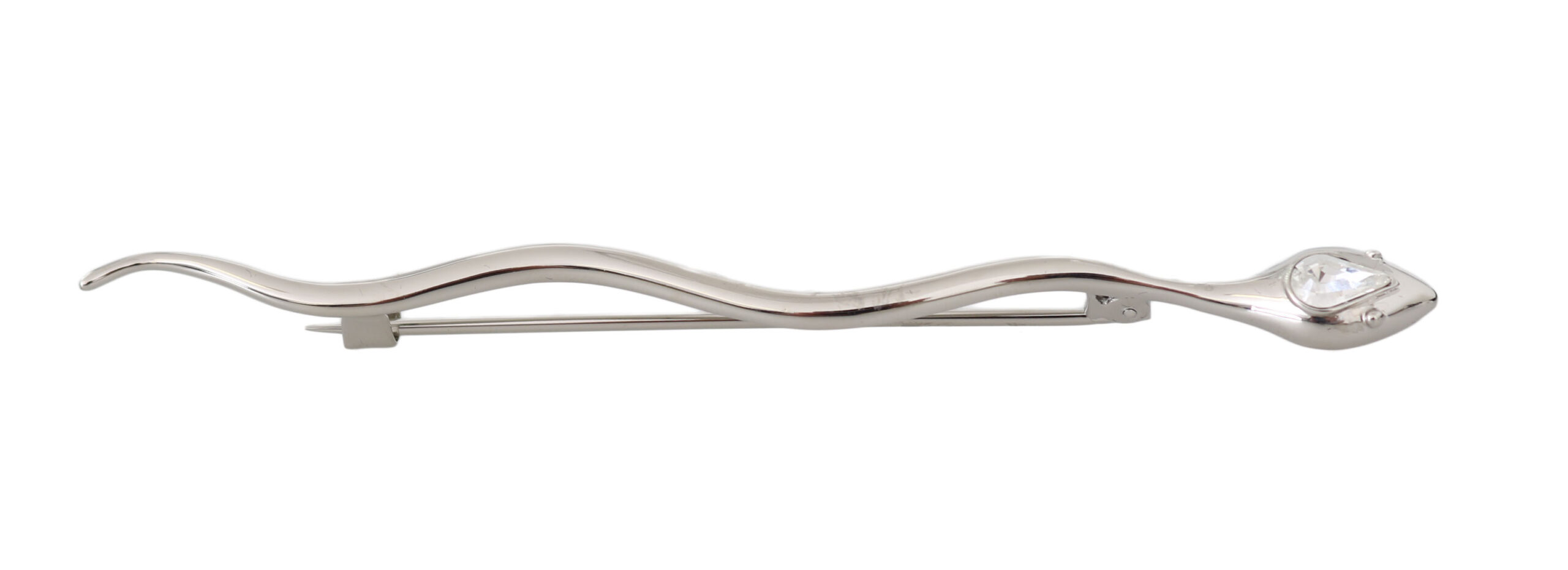 Dolce & Gabbana - Silver Brass Crystal Spilla Serpente Mens Brooch Pin