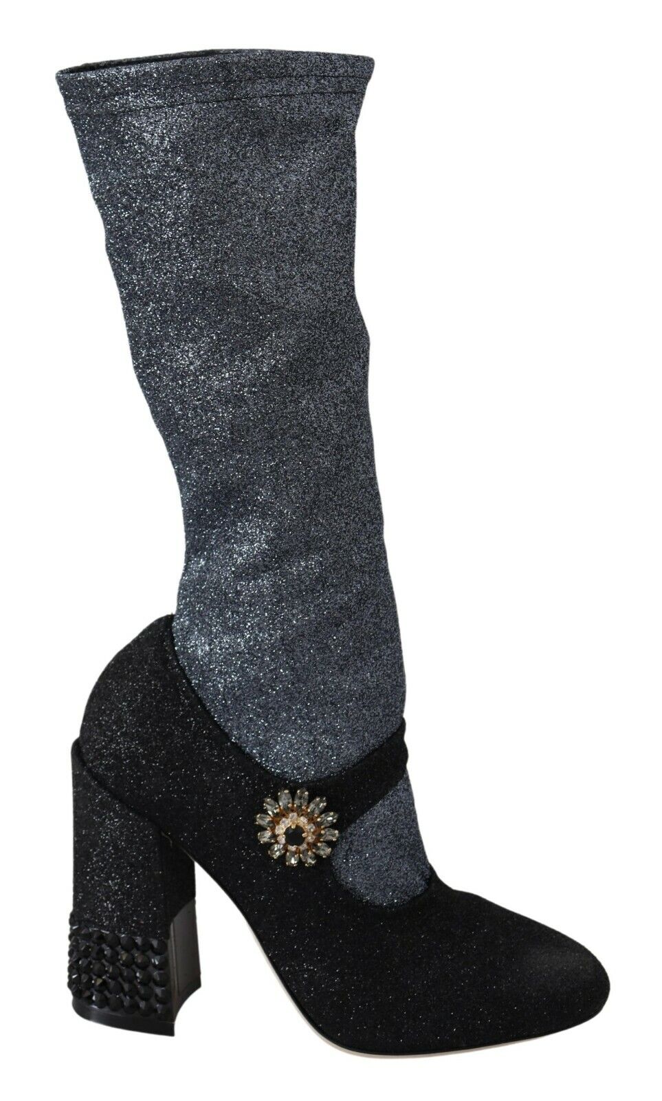 Dolce & Gabbana - Black Crystal Mary Janes Booties Shoes