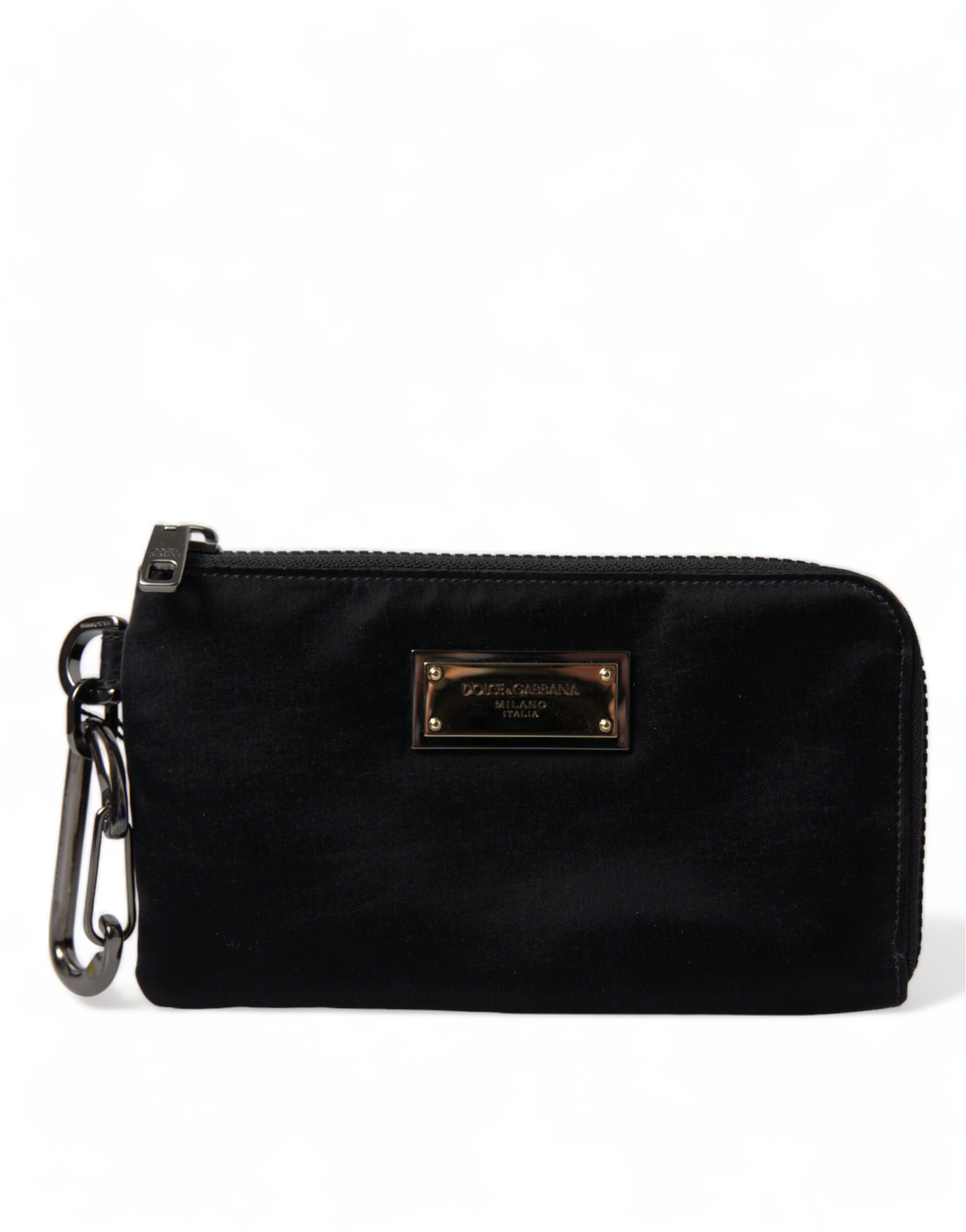 Dolce & Gabbana - Black Nylon Logo Plaque Keyring Pouch Clutch Bag