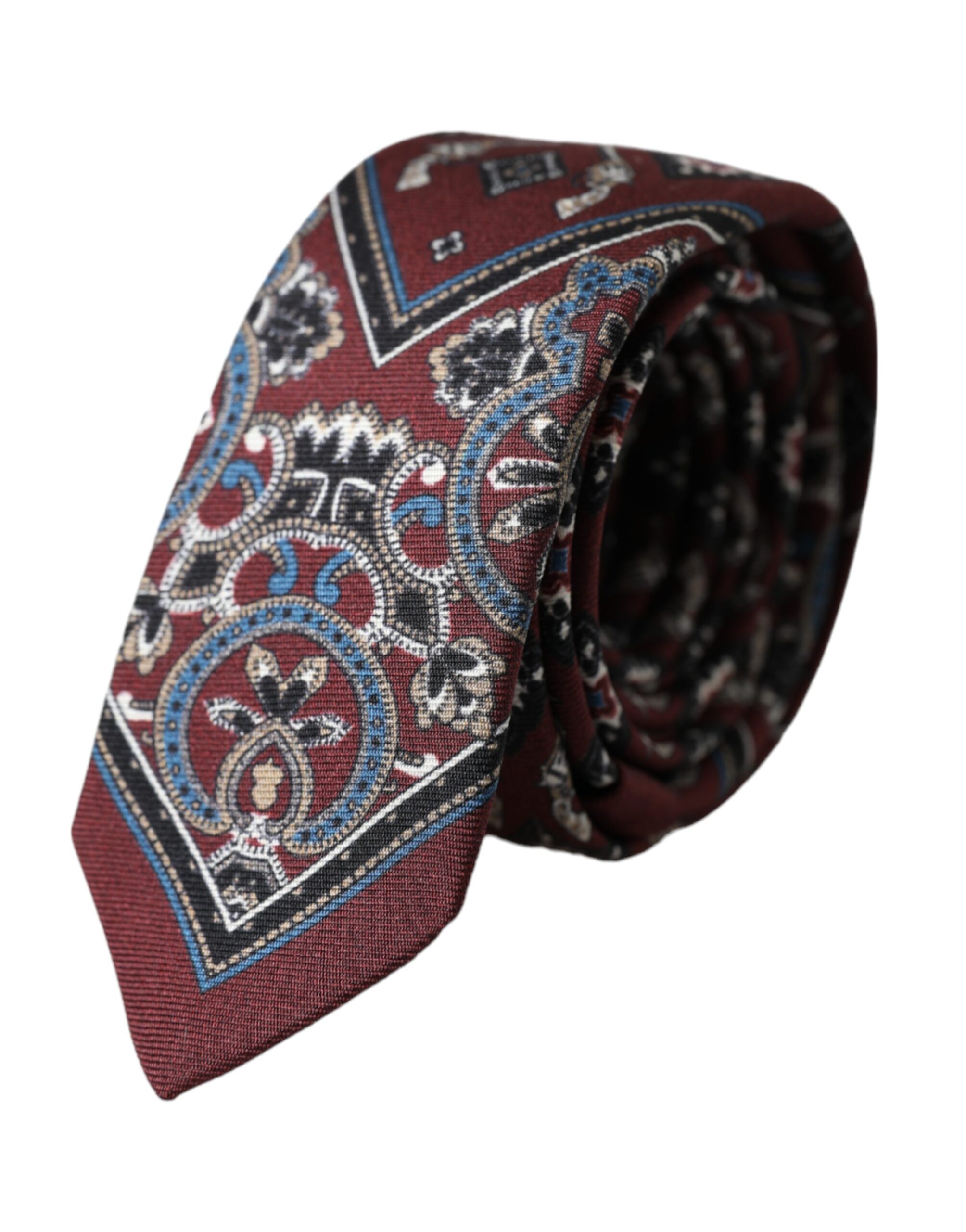 Dolce & Gabbana - Bordeaux Printed 100% Silk Adjustable Men Tie