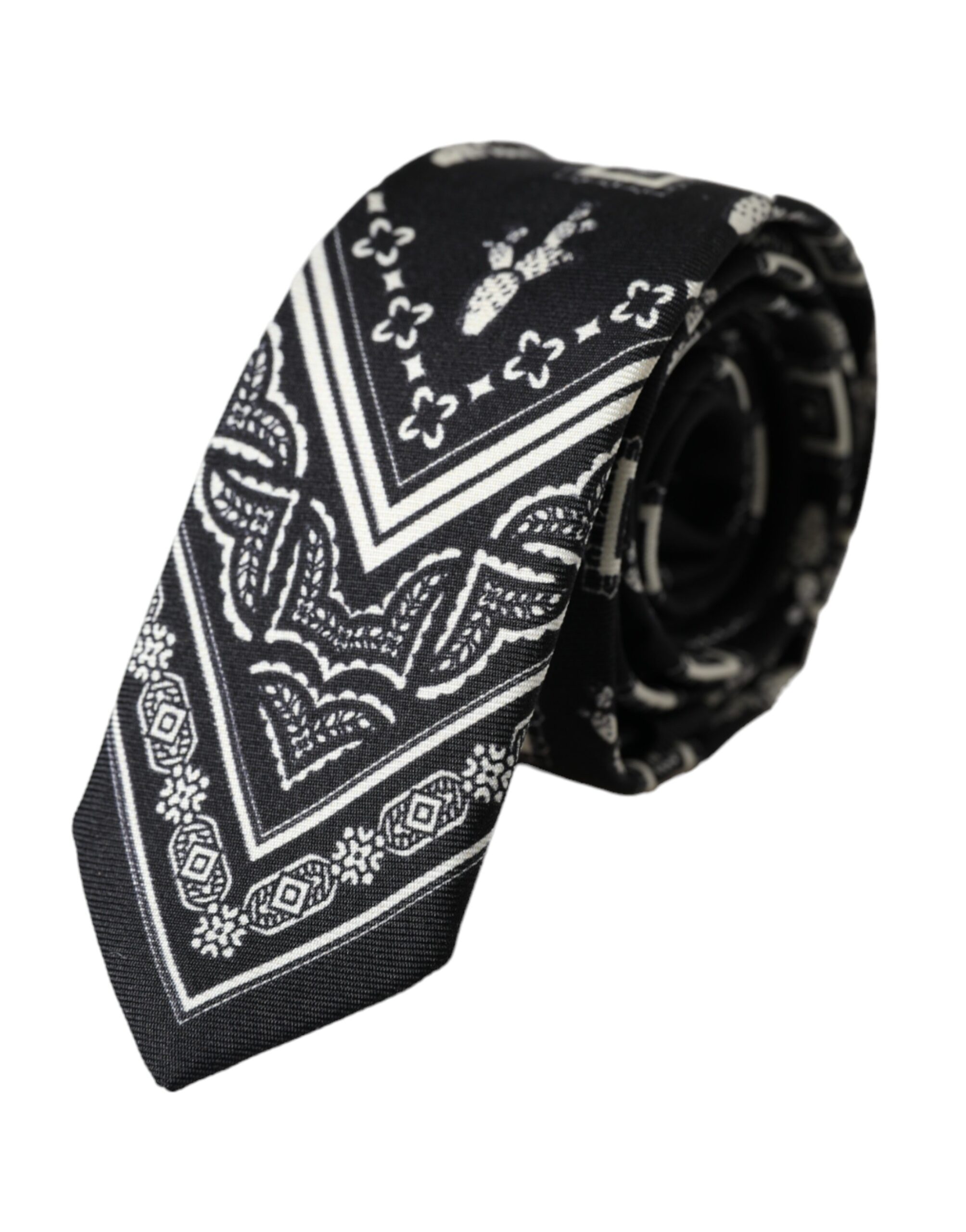 Dolce & Gabbana - Black Patterned 100%Silk Adjustable Tie