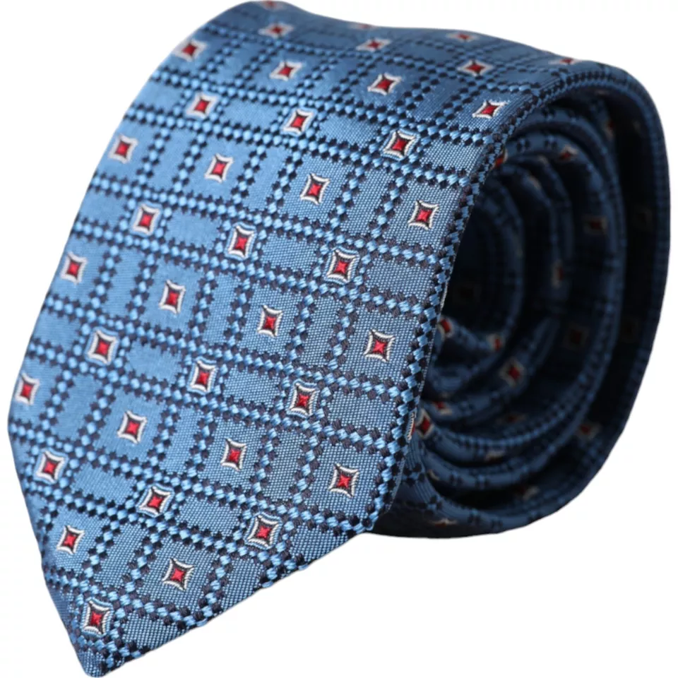Dolce & Gabbana - Blue Patterned 100% Silk Adjustable Men Tie