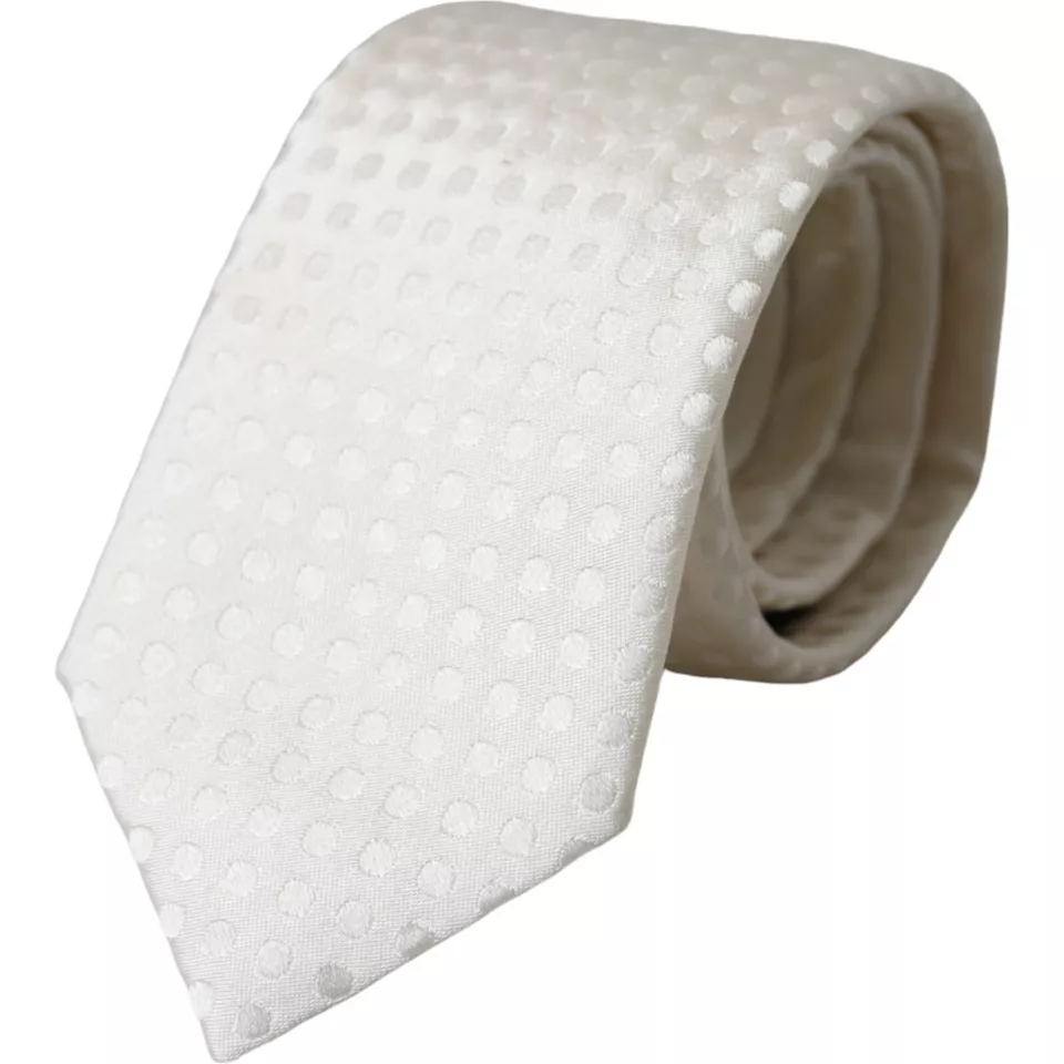 Dolce & Gabbana - White Dotted Silk Classic Adjustable Men Tie
