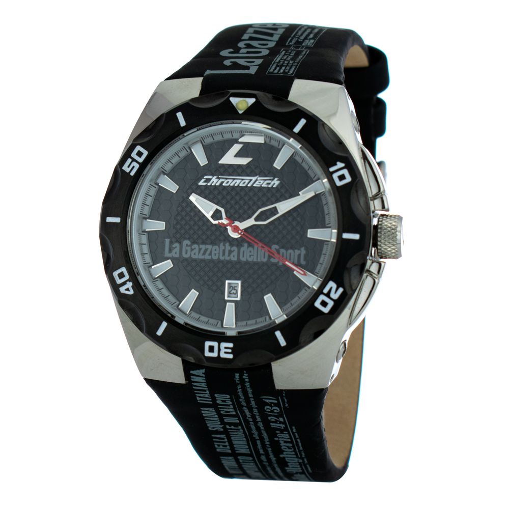 Chronotech - Black Leather Sport Watch