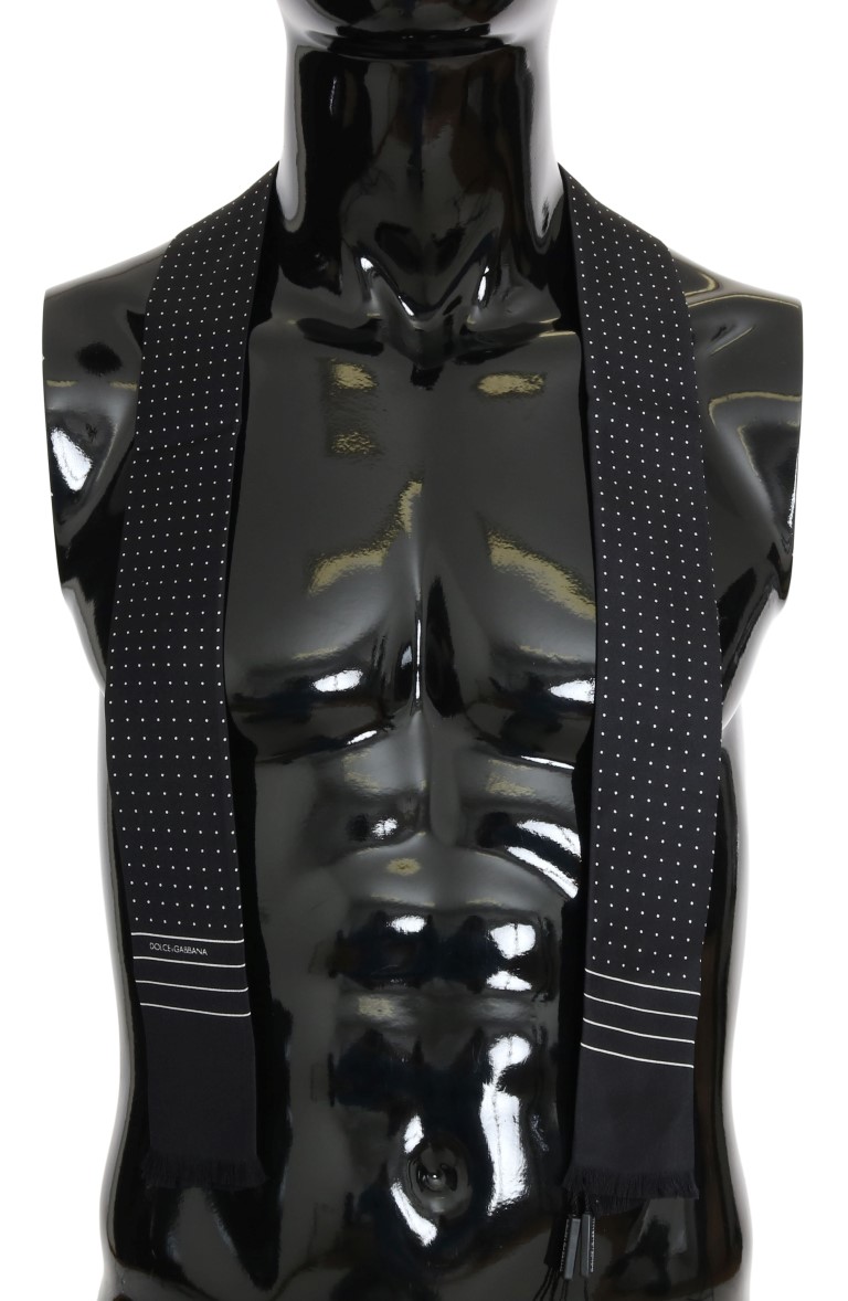 Dolce & Gabbana - Dark Blue Polka Dotted Silk Scarf