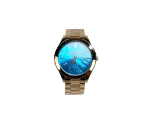 Slim Runway Stainless Steel Watch MK3494 Ocean Blue Gold