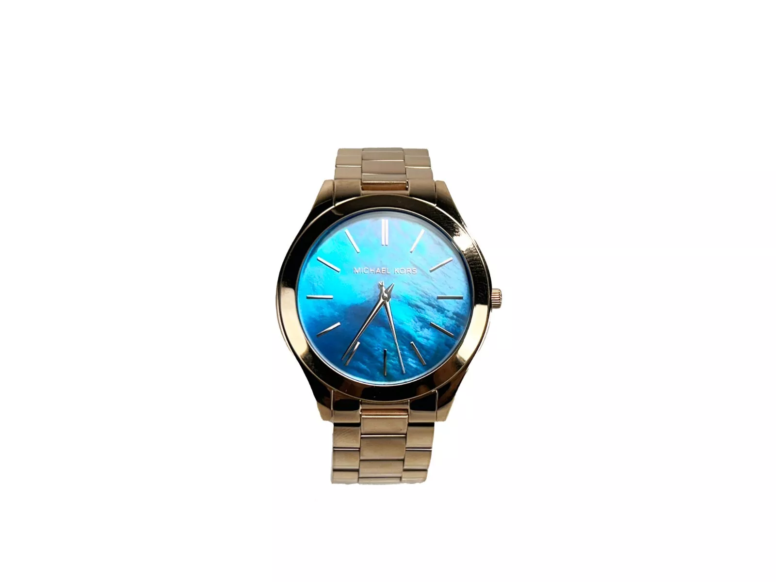 Michael Kors - Slim Runway Stainless Steel Watch MK3494 Ocean Blue Gold