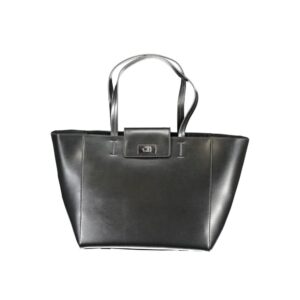 Black Polyester Women Handbag