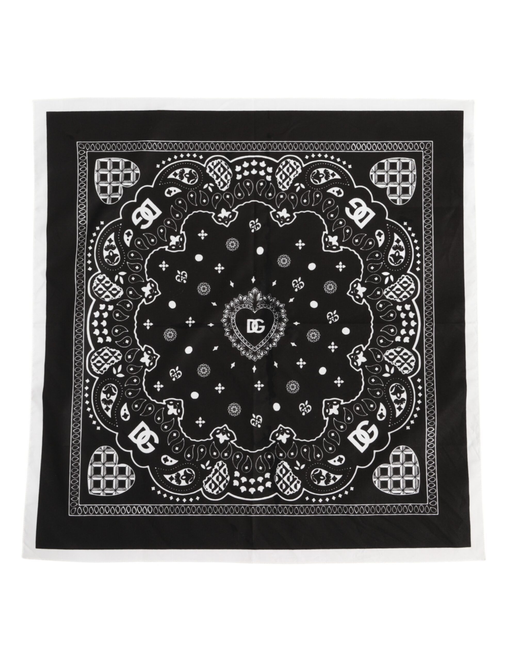Dolce & Gabbana - Black White Bandana Square Men Foulard Scarf