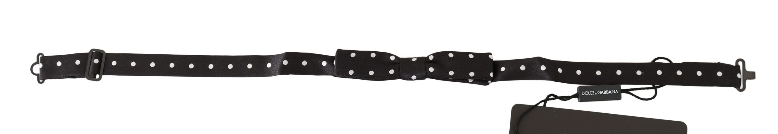 Dolce & Gabbana - Black 100% Silk Polka Dot Adjustable Neck Bow Tie