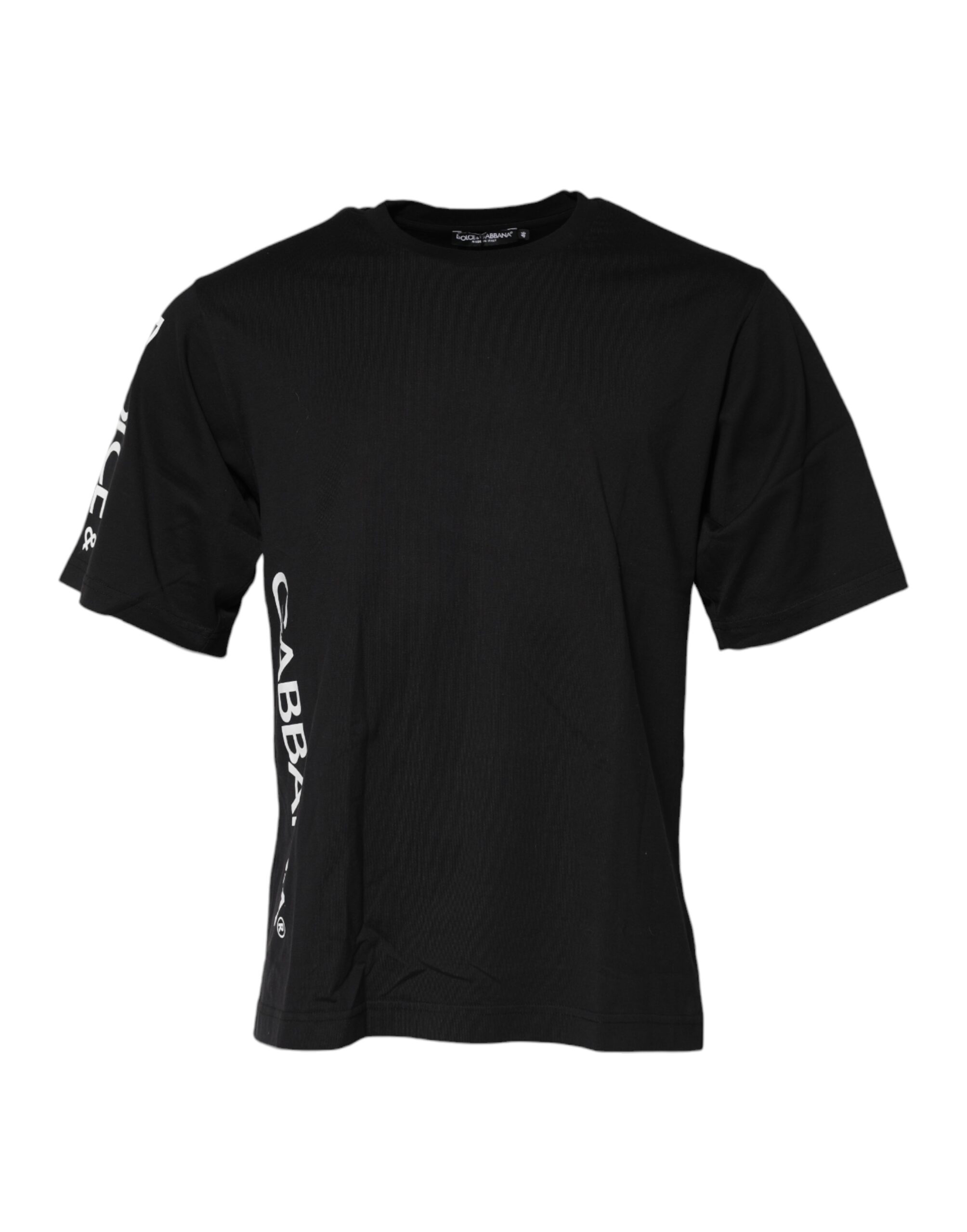 Dolce & Gabbana - Black Logo Print Cotton Men Crew Neck T-shirt