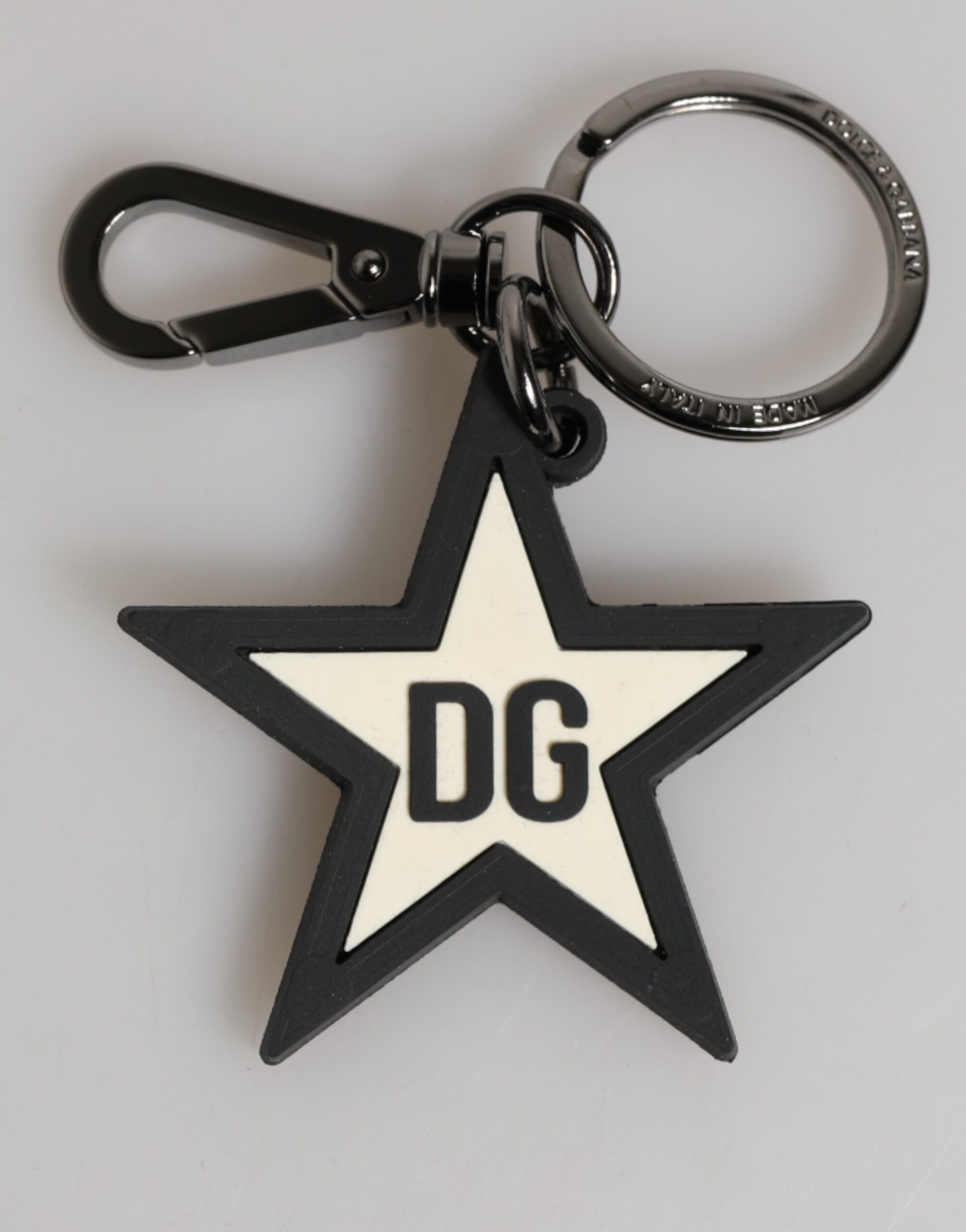 Dolce & Gabbana - White Black DG Logo Star Rubber Men’s Keychain Keyring