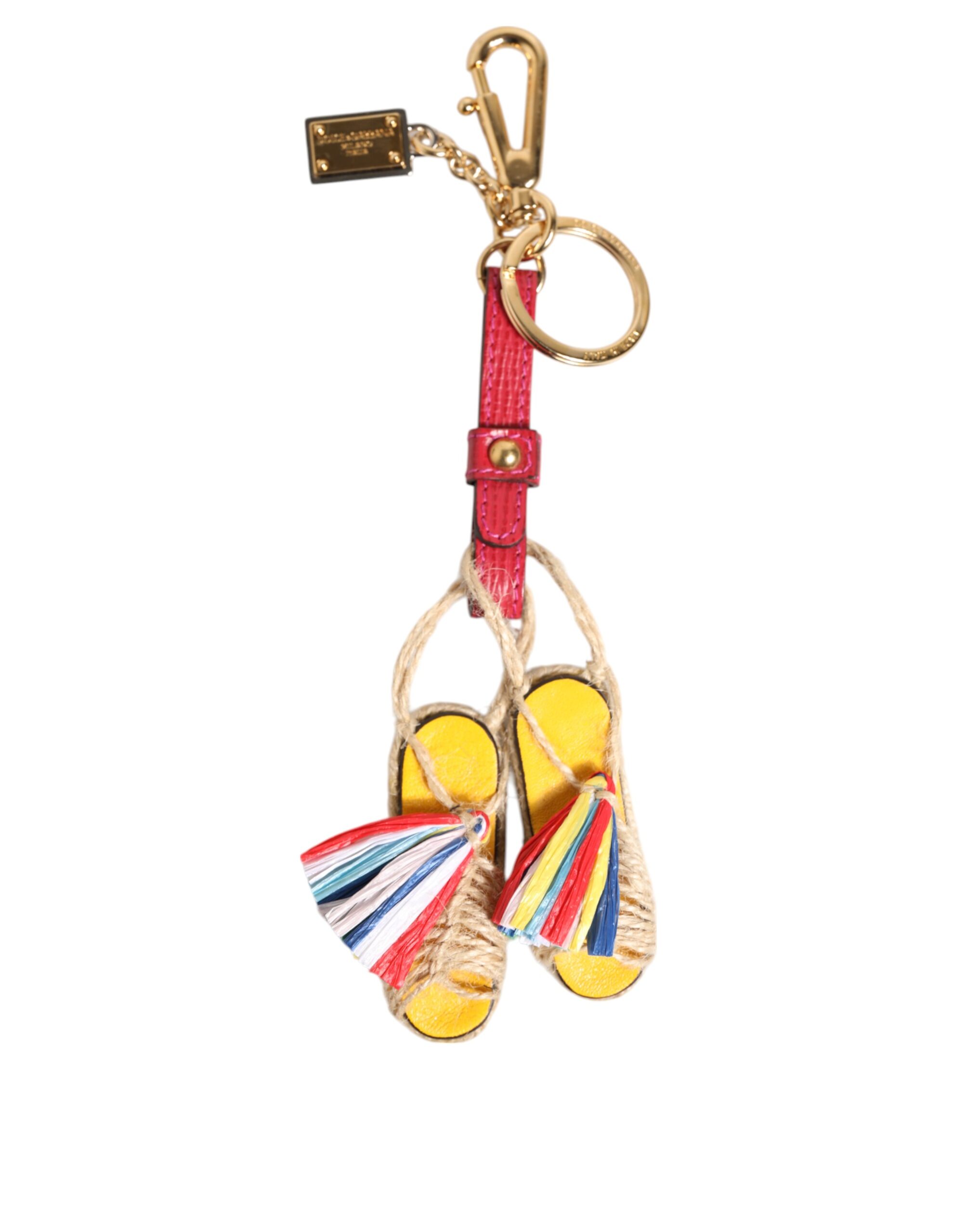 Dolce & Gabbana - Red Yellow Mini Espadrille Style Charm Keychain Keyring