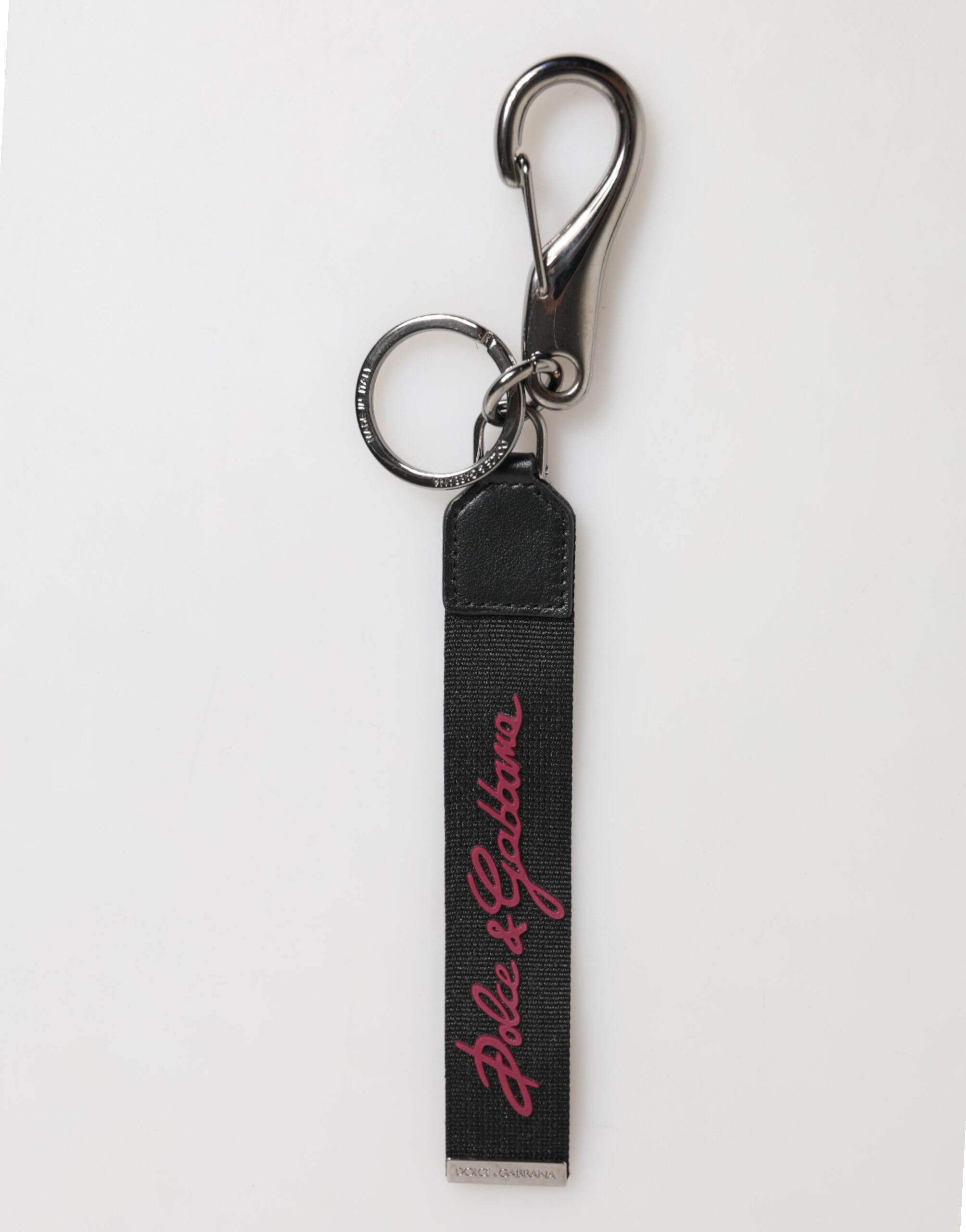 Dolce & Gabbana - Black Burgundy Polyester DG Logo Men Keychain Keyring