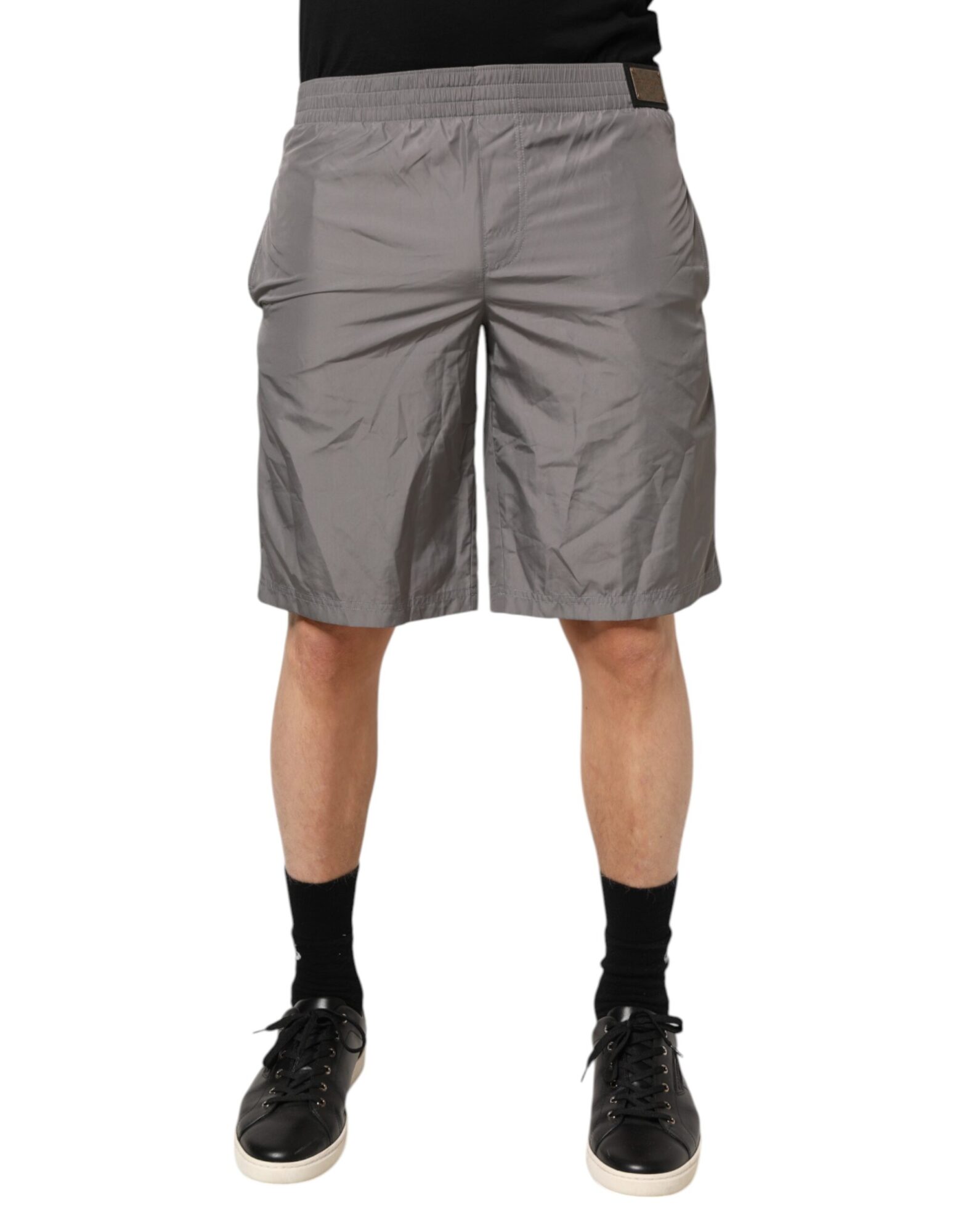 Dolce & Gabbana - Light Gray Nylon Elastic Waist Shorts Swimwear