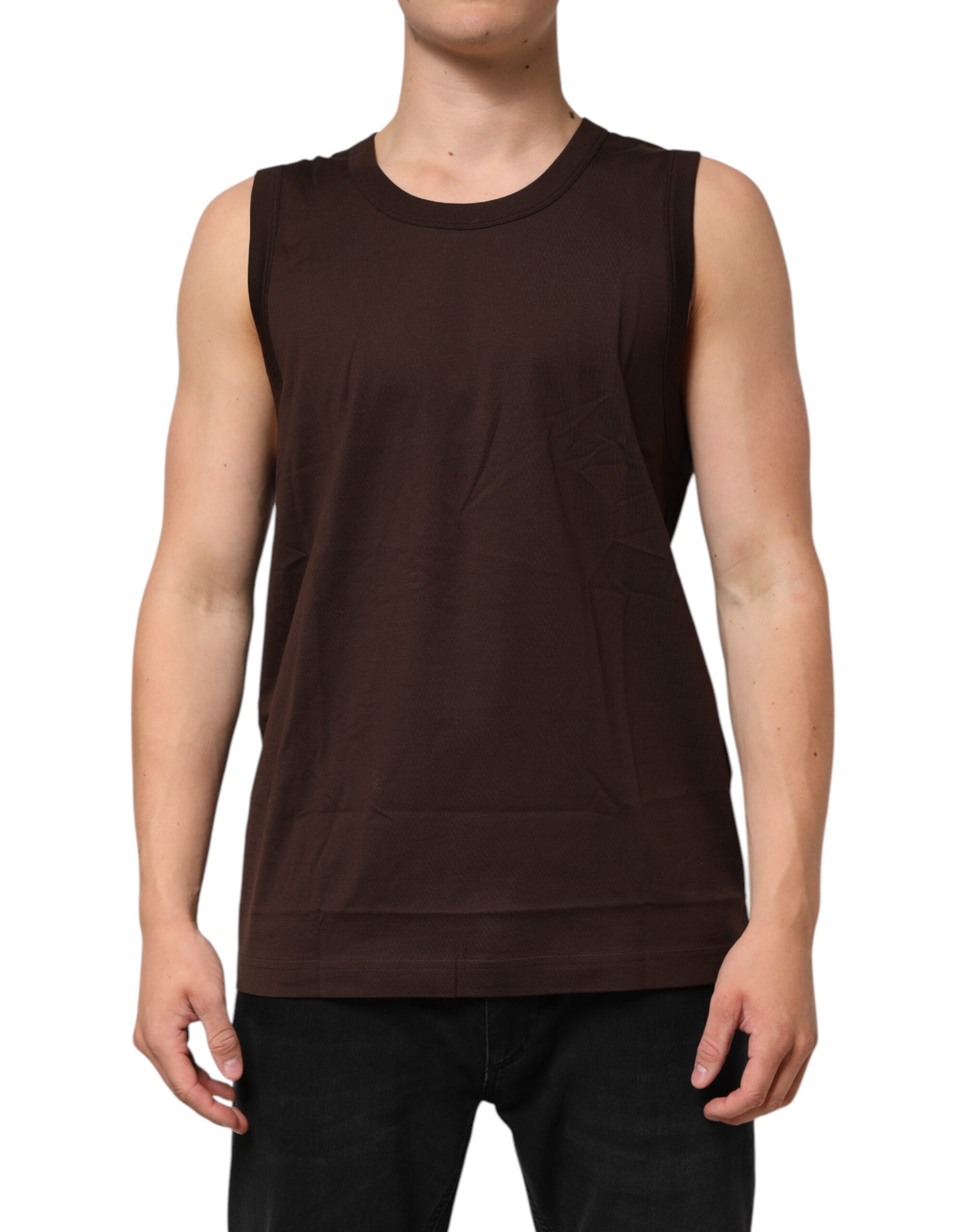 Dolce & Gabbana - Brown Cotton Sleeveless Underwear Men Tank Top