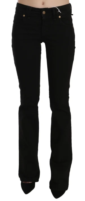Black Low Waist Slim Leg Skinny Denim Casual Pants Jeans