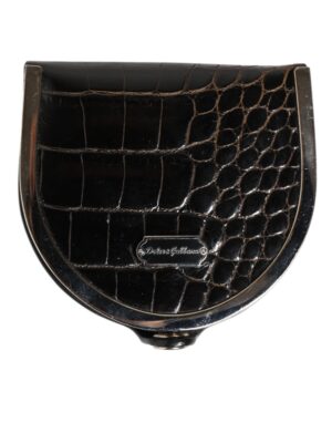 Black Polished Crocodile Leather Mens Coin Purse Wallet