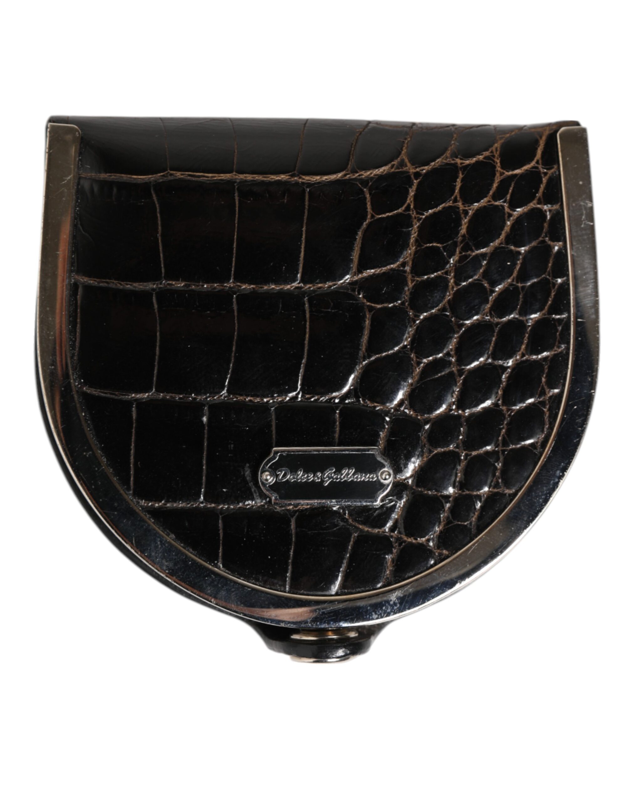 Dolce & Gabbana - Black Polished Crocodile Leather Mens Coin Purse Wallet