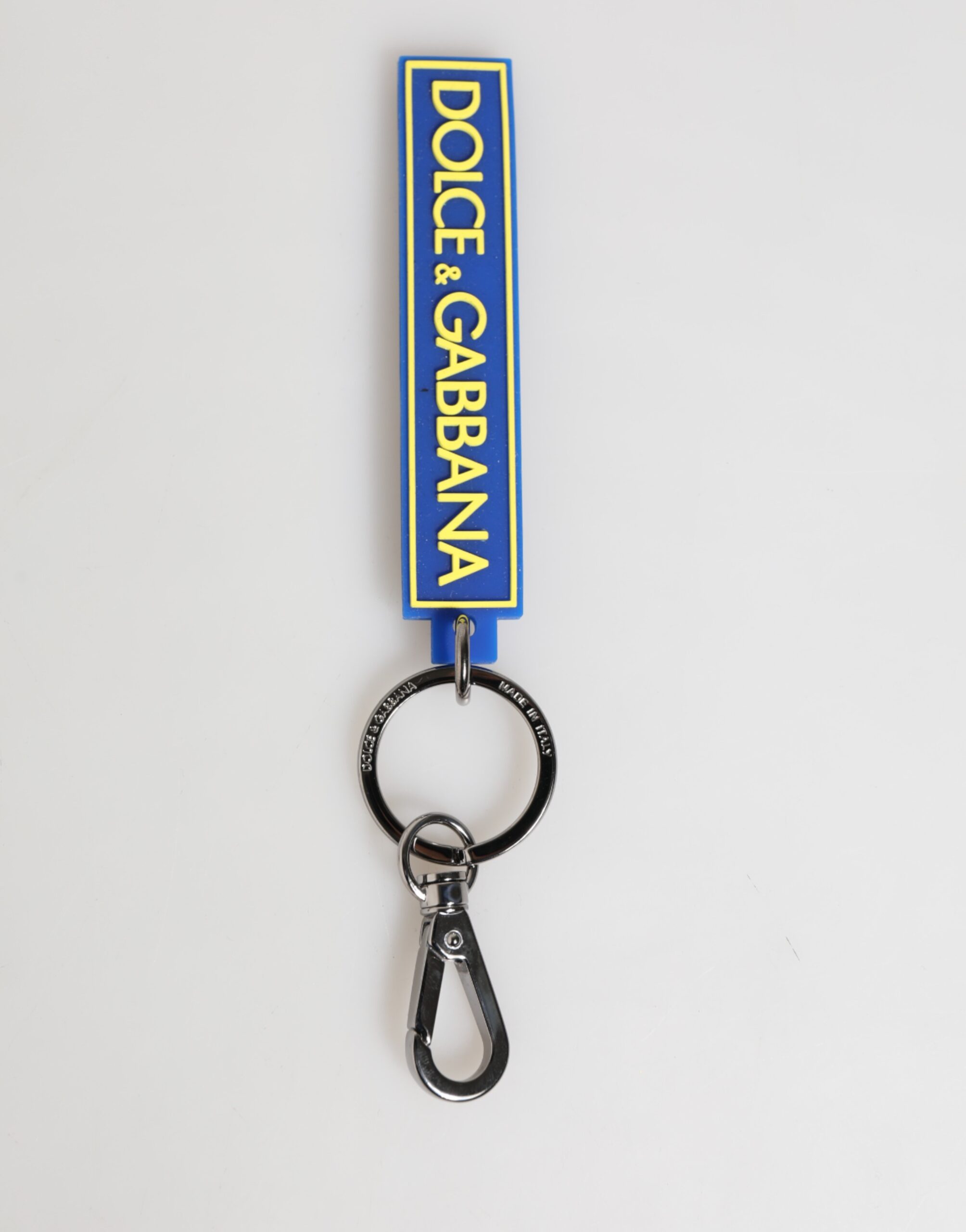 Dolce & Gabbana - Blue Yellow DG Rubber Logo Silver Men’s Holder Keyring