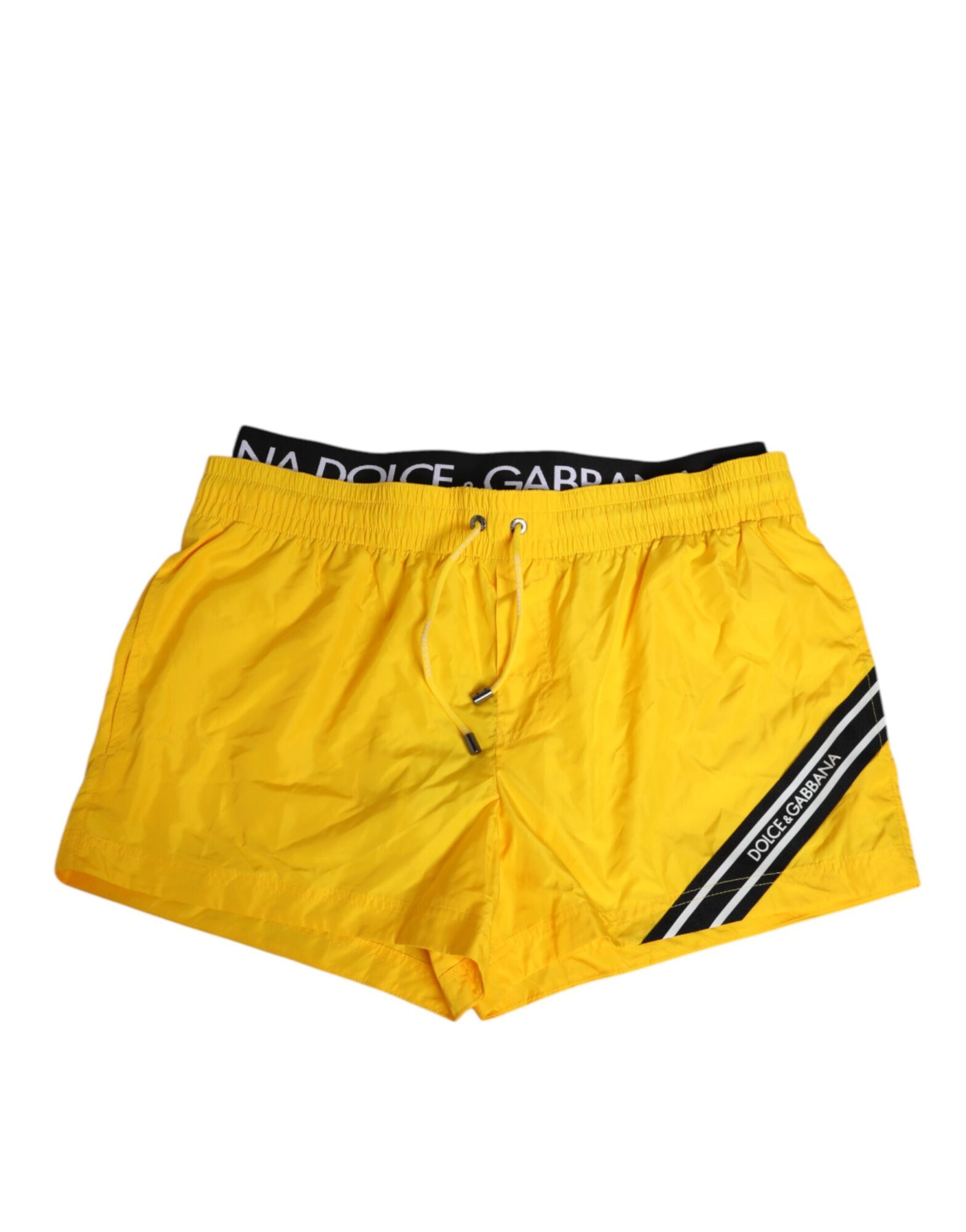 Dolce & Gabbana - Yellow Drawstring Beachwear Men Shorts Swimwear