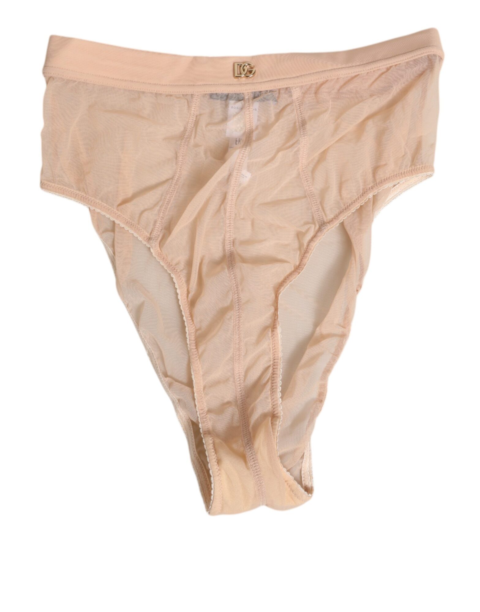Dolce & Gabbana - Beige Sheer Mesh High Waist Panty Underwear
