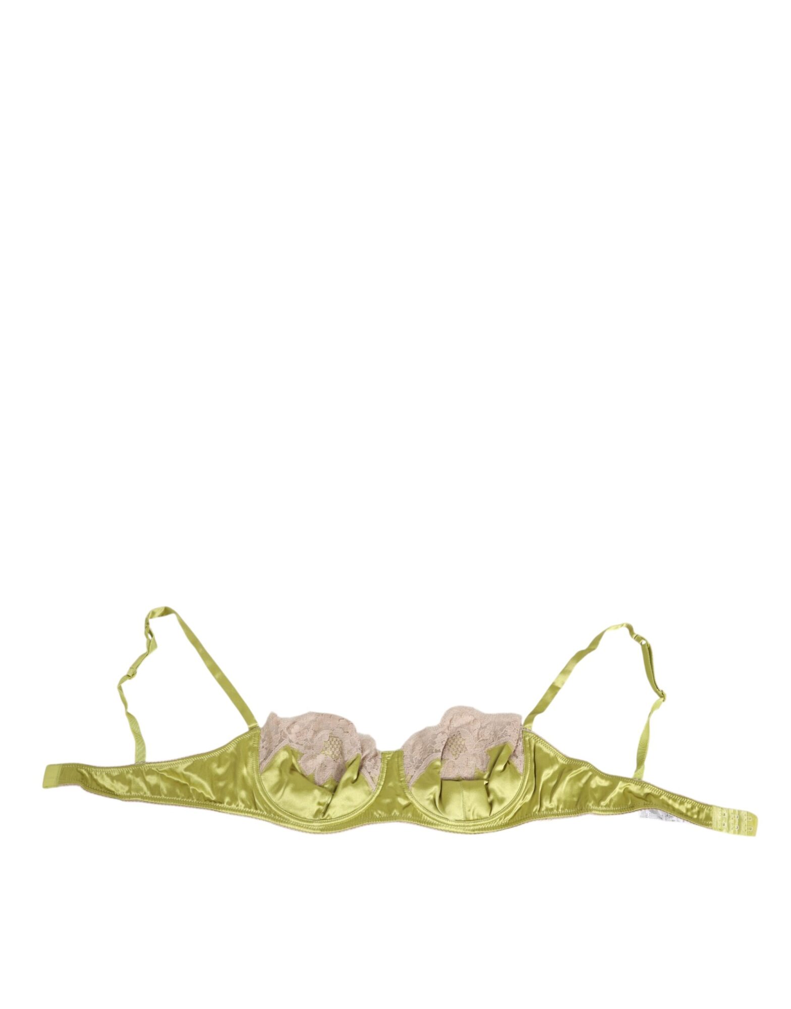 Dolce & Gabbana - Lime Green Silk Satin Lace Padded Balconnet Underwear