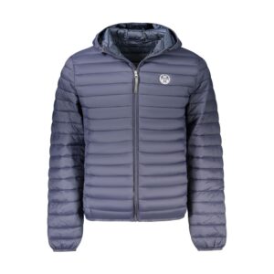Blue Polyester Men Jacket