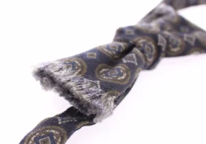 Blue Silk Baroque Fantasi Tied Bow Tie Papillon